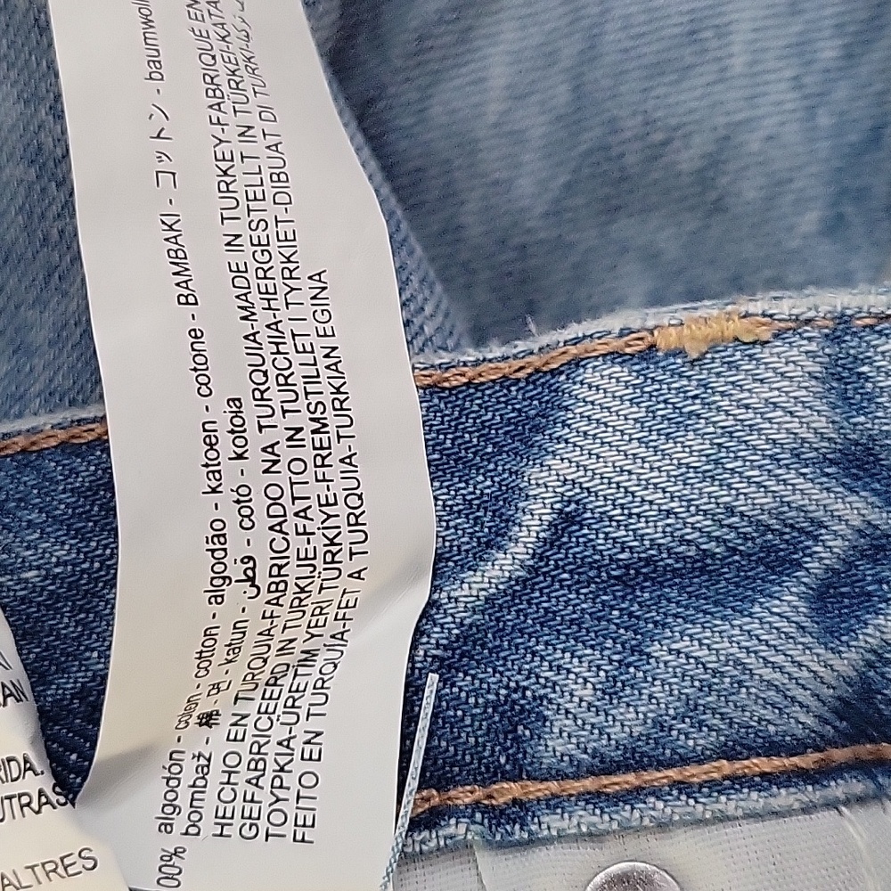 NWT Zara High Rise Wide Leg Ripped Jeans Light Wash Raw Hem 100% Cotton Size 4 - Picture 7 of 12